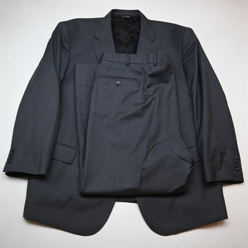 Jos A Bank 54R 48x30 Gray Sharkskin 100% Wool Travelers Mens Jacket Pants Suit